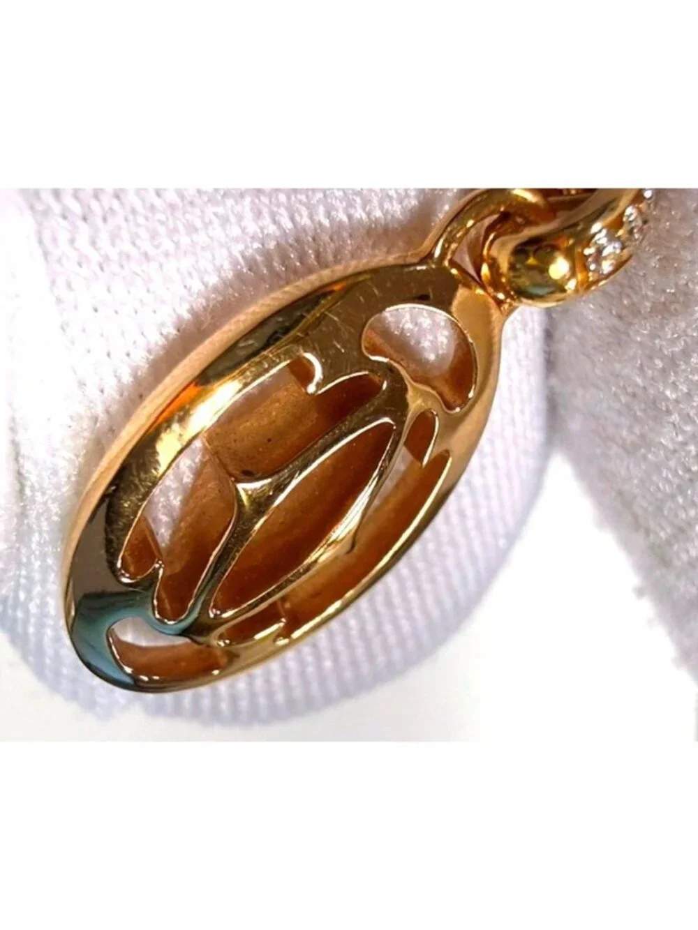 Cartier Logo Double C Necklace 18k Pink Gold Diamond